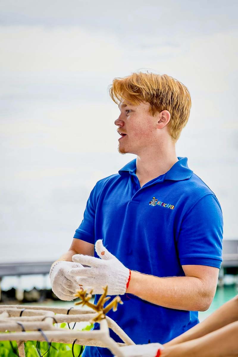 Finn's marine internship with Reefscapers at St Regis Maldives